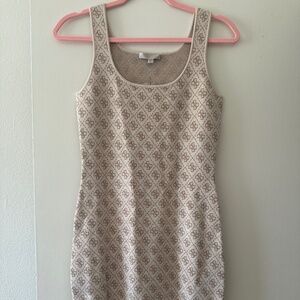 NWT! GUESS? Cream & Coffee Logomania Sleeveless Pencil Dress Size XS